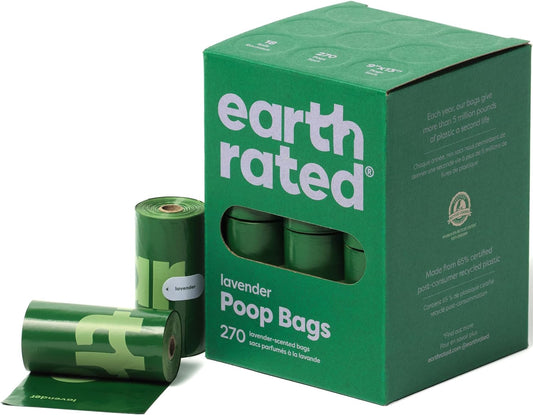 270 Dog Poo Bags, Guaranteed Leak Proof and Extra Thick Waste Bag Refill Rolls for Dogs, Lavender Scented